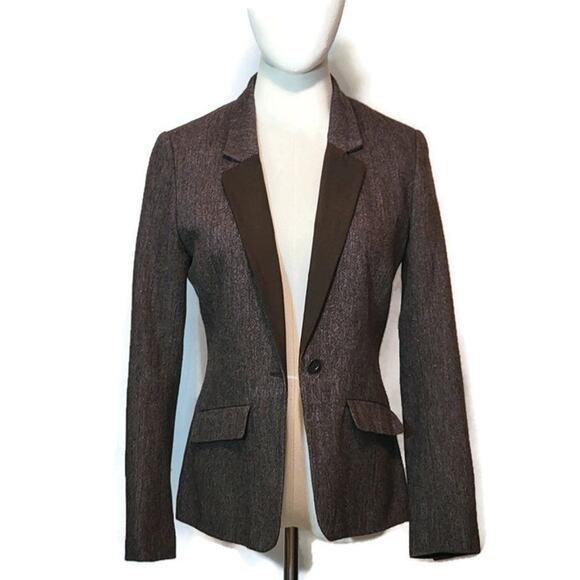 Tinley Road Wool Blazer Brown Faux Suede Lapel Tailored Structured Jacket Size S - Picture 12 of 16